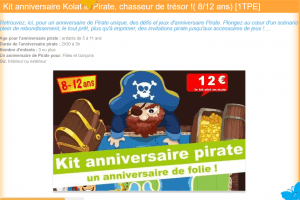 Kit anniversaire à thème : Kolat le Pirate